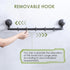 LUXEAR Towel Bar, 24 Inch Adhesive Bathroom Towel Bar with Upgrade Suction Cup, Tool Free Adhesive Shower Towel Rack with 5 Sliding Hooks, Wall Mo...