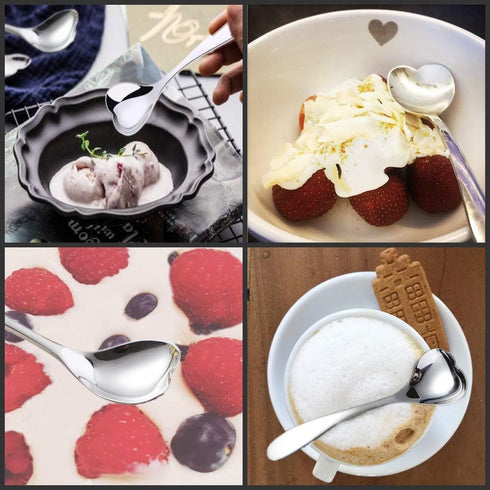 Cute Spoon, Heart Shape Spoon, Stainless Steel Coffee Spoon, Dessert Tea Appetizer Bistro Cake Ice Cream Sugar Spoons...