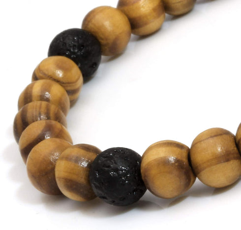 MILAKOO 2Pcs Lava Rock Stone Beads Essential Oil Diffuser Bracelet for Men Women Wood Beads Bracelet...