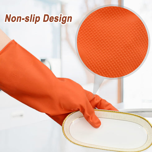 Cleanbear Household Cleaning Gloves, Reusable Latex Free Cleaning Gloves without Lining, 3 Colors 3 Pairs, Medium, 12 Inches...