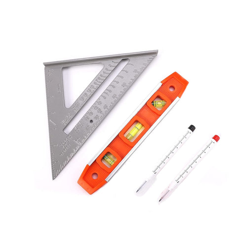 Rafter Square and Torpedo Level Set,Carpentry Squares, Magnetic Leveler Tool with Different Bubbles/45°/90°/180°Measuring Woodworking Square,Alumi...