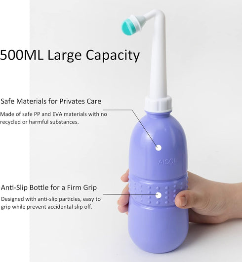 Peri Bottle for Postpartum Care, Portable Travel Bidet for Women, 17oz Large Capacity Perineal Bottle for Feminine Hygiene with Travel Bag and Ang...