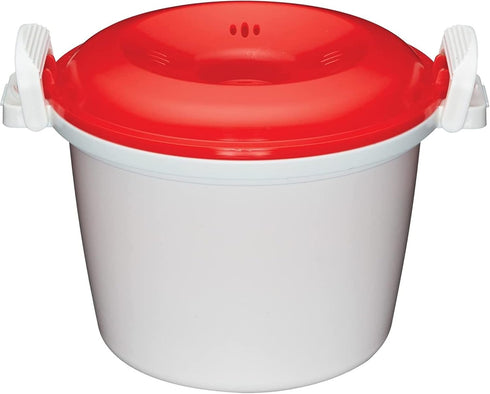 KitchenCraft Rice Cooker - Microwave Steamer, BPA Free Plastic, 1.5 Litre, White/Red...
