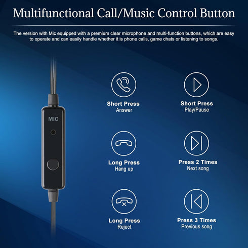 Yuandao Wired HiFi Earbuds: 15.4mm Dynamic 3.5mm Plug Flat Head Earphones with Mic and Call/Music Control Button, Bass Stereo in Ear Headphones fo...