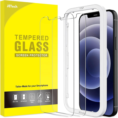 JETech Screen Protector Compatible with iPhone 12/12 Pro 6.1-Inch, Tempered Glass Film with Easy-Installation Tool, 2-Pack...