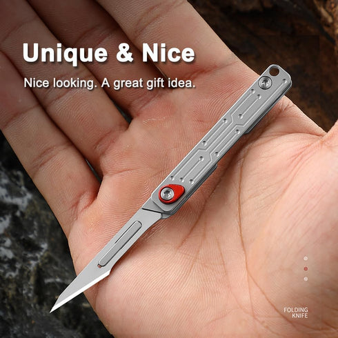 Small Keychain Knife, Mini Folding Pocket Knife with 10pcs Replaceable Surgical Blades, Scalpels Utility Knives, EDC Box Cutter for Women and Men...