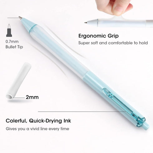WRITECH Gel Ink Retractable Pens: Black Ink 0.7mm medium Fine Point Pen Set, Extra Smooth Tip No Bleed Smear Smudge Refillable Clickable Pens Bulk...