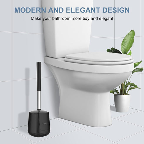 SetSail Toilet Brush and Holder, Automatic Toilet Bowl Brushes for Bathroom Ventilated Toilet Brush for Toilet Scrubber Cleaning-Black...