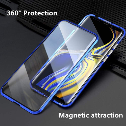 Jonwelsy Compatible with Samsun Galaxy Note 10+ 5G (6.8 inch) Case, 360 Degree Front and Back Transparent Tempered Glass Cover, Strong Magnetic Ad...