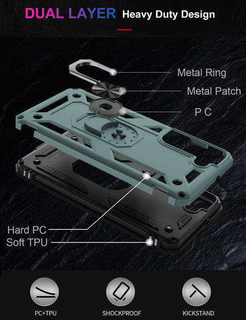 IKAZZ for Galaxy S22 Plus Case,Military Grade Shockproof Heavy Duty Protective Phone Cover Pass 16ft Drop Test with Magnetic Kickstand Car Mount H...