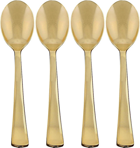 Dynasty Collection, Gold Plastic Spoons- Count Of 20 - Stunning Design, Perfect for Weddings, Birthdays, Themed Events, Special Occasions, & More...