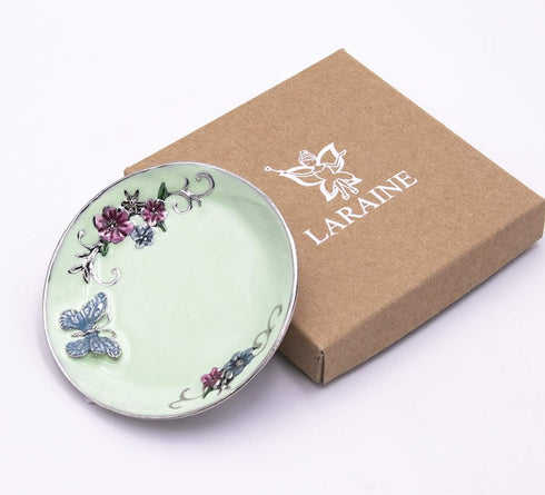 LARAINE Jewelry Dish Display Trinket Tray Round Bowl Home Decorative Organizer Gift Necklace Earring Rings Holder Storage 3" (Round Green)...