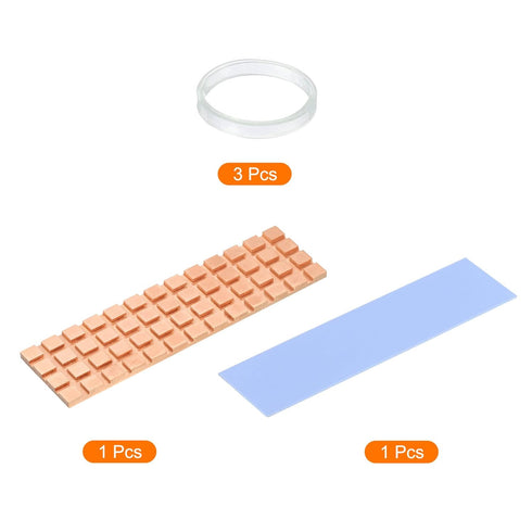 MECCANIXITY Copper Heatsink 70x20x2mm with Thermal Pad and Rubber Ring for M.2 SSD Memory, PC, Laptop Cooler 1 Set...