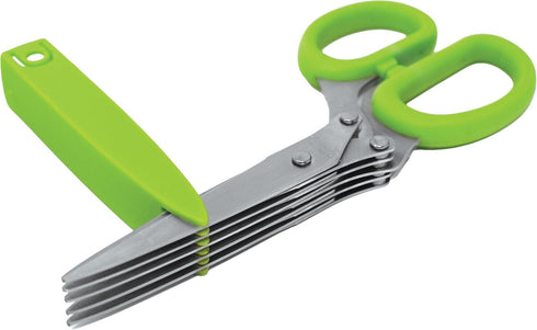 Norpro Multi Blade Herb Scissors with Blade Cleaner, 8-inch, Green...
