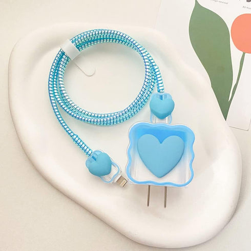 5 in 1 DIY 18W 20W Heart Shape Protector Data Cable USB Charger Line Earphone Wire Saver Organizer Compatible with iPhone 11 12 13 14 15 Pro Max (...