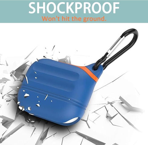 Compatible with for Airpods Pro 2nd/1st Generation Waterproof Case, Anti-Lost Portable Silicone Cover Protective Skin, Blue......