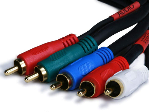 Monoprice 1.5ft 22AWG 5-RCA Component Video/Audio Coaxial Cable (RG-59/U) - Black...