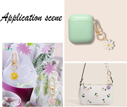 PH PandaHall 24pcs Flower Keychain, Daisy Enameled Charms Aesthetic Keychain Car Key Ring Pendant Key Chains for Mom Mother's Day, Handbag Bag, Ea...