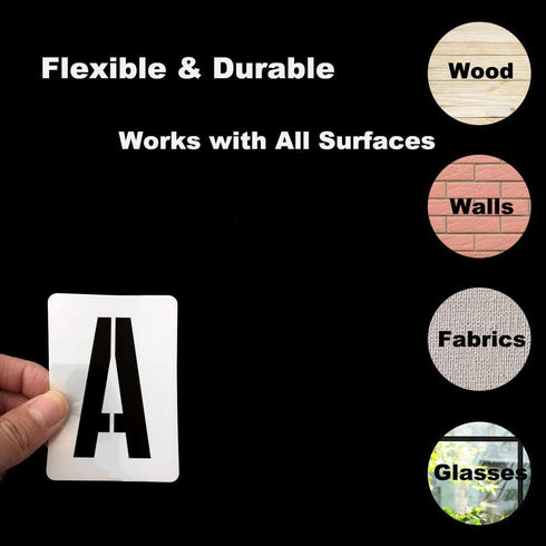 1 Inch Alphabet Letter Stencils for Painting - 42 Pack Letter and Number Stencil Templates with Signs for Painting on Wood, Reusable Numbers and L...
