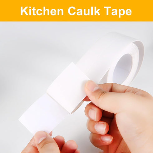2 Pack Caulk Tape Sealant Strip, PVC Self Adhesive Tub Caulk Strip Tape, Sealant Tape, Used for Toilet Bowl Bathroom Bathtub Kitchen Floor Wall Ed...