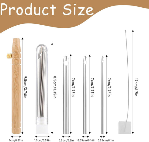6 Pcs Punch Needle Tool Punch Needle Kit 2.5/3.5/5mm Metal Punch Needle Punch Needle Threader Punch Needle Set with Storage Tube Beginner DIY Craf...
