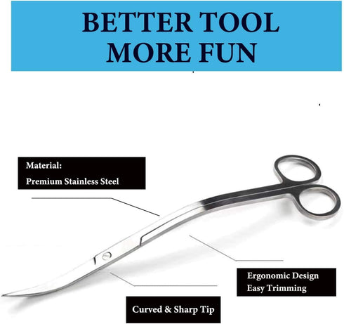 Aquarium Scissors,Aquarium Fish Tank Stainless Steel Mirror Wave Scissors,Professional Water Grass Scissors Landscape Maintenance Tools,Perfect fo...