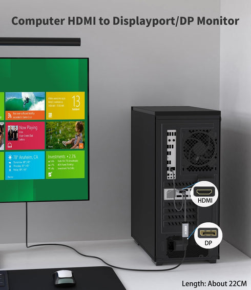 HDMI to Displayport Adapter, 4K@60Hz Active HDMI Male to DP Female Converter Adapter High Speed HDCP 2.2 Cable for PC,NVIDIA,AMD,NS,PS4/5,Xbox One...