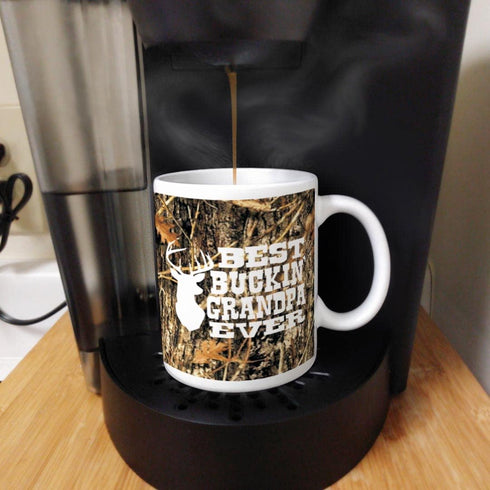ThisWear Grandpa Gifts Hunting Camo Best Buckin' Grandpa Ever Gift 11oz Ceramic Coffee Mug with Handle Camo...