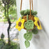 Car Hanging Ornament Cute Crochet Plant Rear view Mirror Pendant Decoration Handmade Knitted Mirror Hanging Car Interior Accessories Gardening Han...