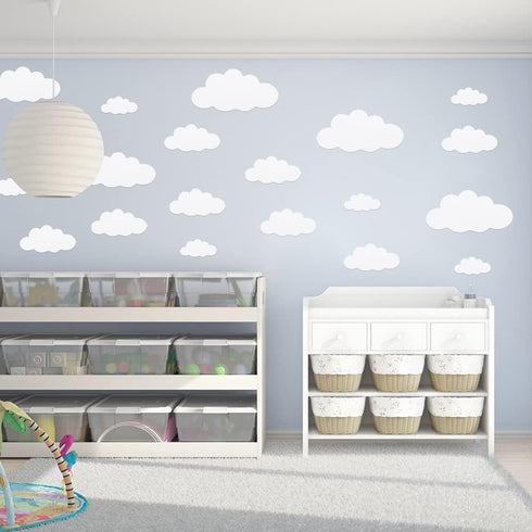 31pcs Big Clouds Vinyl Wall Decals DIY Wall Sticker Removable Wall Art Decor 4-10 inch for Living Room Nursery Kids Room(White)...