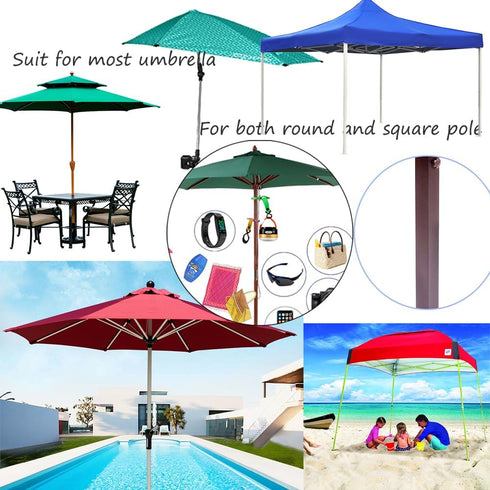 Easy Umbrella Hook Beach Accessories for Vacation Must Haves Essentials,Trip Gear Set of 4 with 6 Hooks,Various Poles...