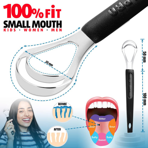 3 Pack Metal Tongue Scrapers for Kids Adults, Stainless Steel Tongue Cleaner Scrubber with Travel Case...