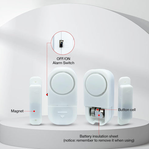 Door Window Alarm, 90DB Door Alarms for Kids Safety, Door Window Burglar Alarm-Window Pool Alarms for Home Security (2 Pack)...
