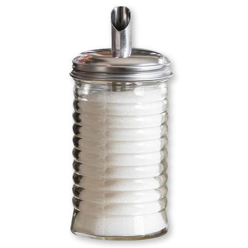 TableCraft HBH860 Beehive Collection Sugar Pourer, 12 oz. Capacity, 6-5/8"H, Dishwasher Safe, Durable Stainless Steel Pour spout, Glass, Clear...