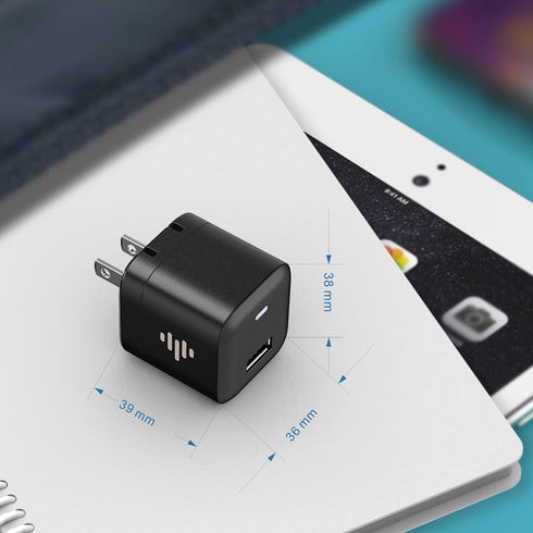 iLuv MYPOWER10 Black USB Wall Charger 12 Watt Type-A Fast Charging Foldable Power Adapter; Compatible with iPhone 13, iPhone 12, iPad Pro, Galaxy ...