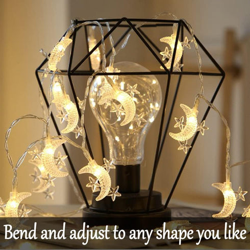 Fielegen 40 LED Moon String Lights Battery Operated 20ft Moon Mini Star Fairy Lights for Patio Garden,Wedding Garden Decoration,Party Festival Lig...