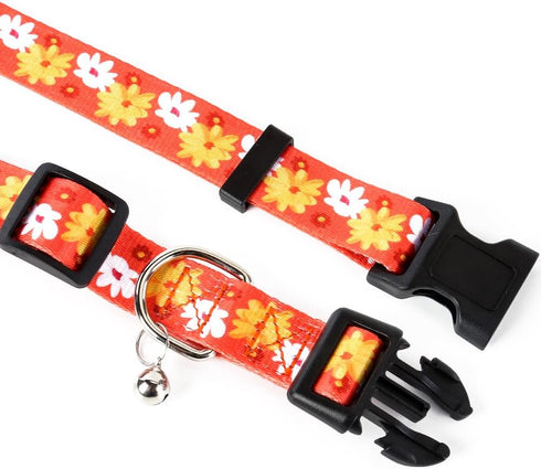 Adjustable Dog Collar with bell-Special Design Patterns, Ultra Comfy Soft Nylon Breathable Pet Collar for Small Medium Large Dogs...
