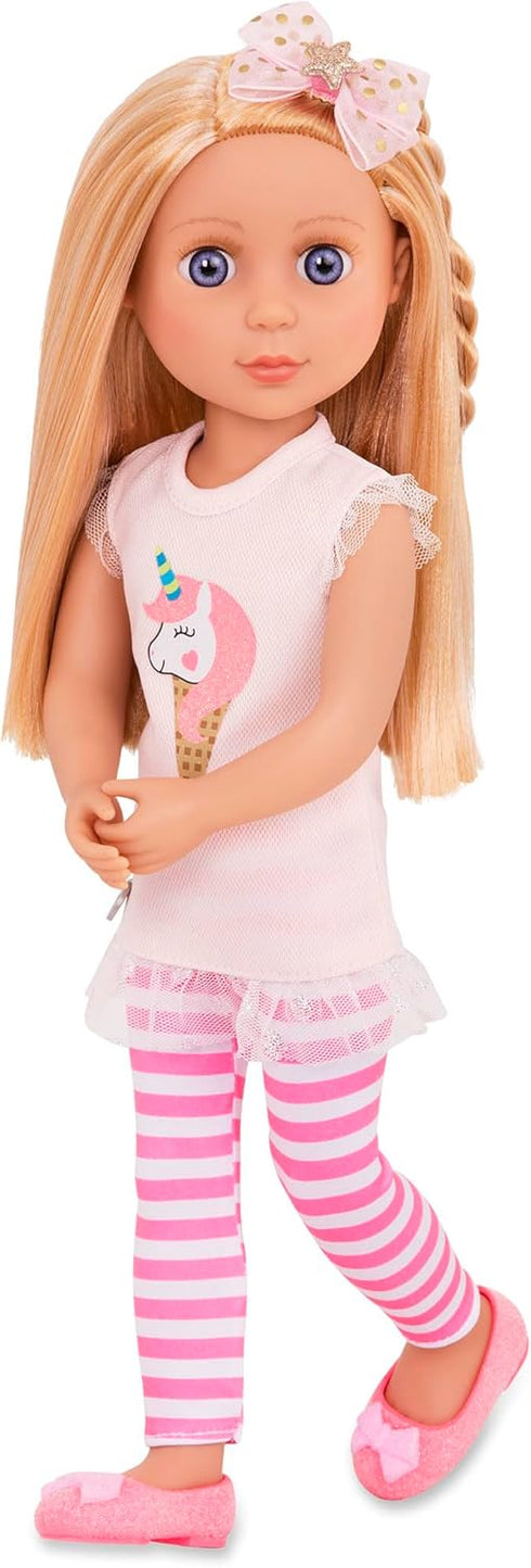 Glitter Girls Lacy 14 Inch Doll Wearing Pink Tunic, Striped Leggings, Hair Bow And Ballet Shoes - Dolls For 3+ Year Old Girls...