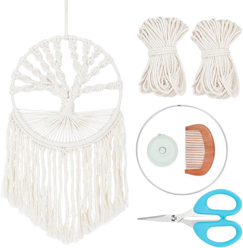 FREEBLOSS DIY Macrame Tree of Life Wall Hanging Kit Macrame Tapestry Wall Hanging Tree of Life Dreamcatcher Wall Hanging Decor for Living Room Mac...