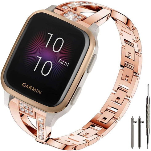 Compatible for Garmin Venu Sq Band,Women Metal Replacement Chain Bling Bracelet Strap Wristband for Garmin Venu/Venu Sq/Venu Sq Music,Vivoactive 3...