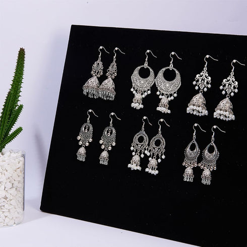 SUNNYCLUE 1 Box DIY 6 Pairs Vintage Ethnic Indian Dangle Earrings Making Kit Jhumka Jhumki Bollywood Gypsy Oxidized Chandelier Jewelry Craft Suppl...