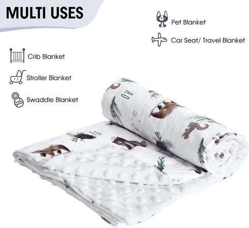 david's kids Minky Baby Blanket for Boys Girls Neutral, Soft Lightweight Micro Fleece Blanket with Double Layer, Dotted Backing, Receiving Blanket...