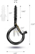 Brightech String Light Screw Hooks - Ceiling Hooks for Hanging Solar, Plug-in Lights, Outdoor String Lights - Q Hooks with Safety Buckle Design fo...