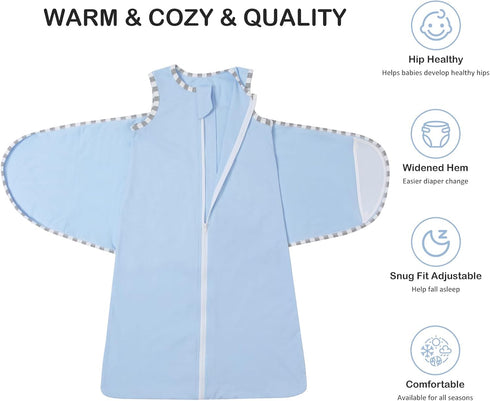 Baby Sleep Sack Swaddle with 2-Way Zipper 100% Cotton 3 Ways to Wear Adjustable Wearable Blanket Baby Swaddle Sleep Sack...