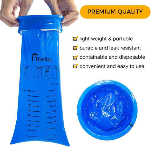 Emesis Bags, Disposable Vomit Bags, Aircraft Barf Bags Disposable, Throw Up Bags for Car Sickness, 12 Pack Blue Nausea Bags for Travel Motion Sick...