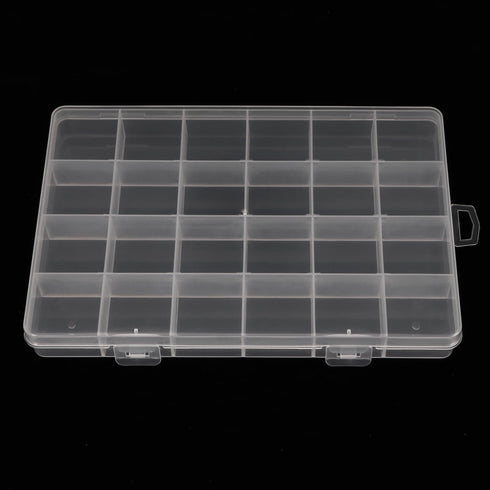 2 Pack 24 Grids Clear Plastic Organizer Box Fixed Compartment Storage Container for Craft, Beads, Jewelry, Small Parts, 7.4X5.1X0.86 INCH...