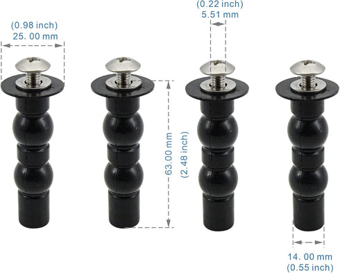 Toilet Seat Hinge Screw 2 Pack,Compatible with TOTO Toilet, Expanding Rubber Bolt Top Nuts Set for Top Mount Toilet Seat Tightening Kit Replacemen...