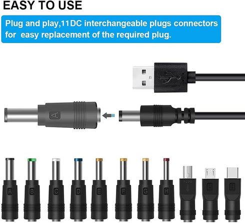 GutReise Universal 12V Car Charger(Max 10A) + 5V DC Power Cable,with 11 Connectors for DVD Player,Dash Camera,GPS,Bluetooth Speakers,Shaver Fans.....