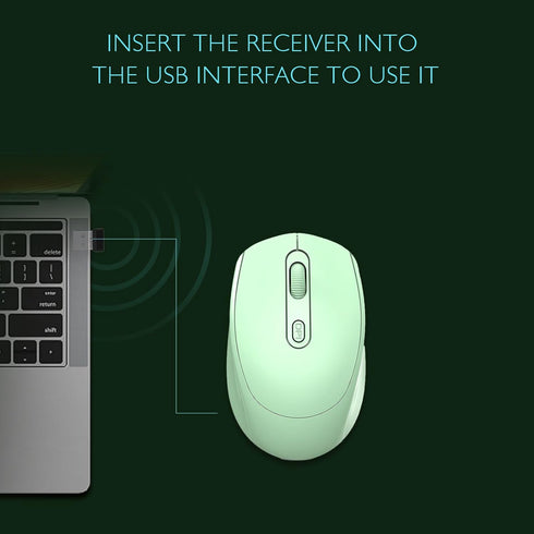 ONE-UP Wireless Mouse, 2.4G + Bluetooth, Rechargeable Battery, Silent, Portable, Smooth, USB Nano Receiver, for Laptop, Chromebook, PC, Mac, Windo...