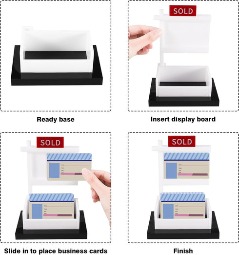 Real Estate Business Card Holder Display Sold Sign for Realtor Business Desktop Business Card Storage Agent Office Reception Holds 3.54 x 2.16 inc...